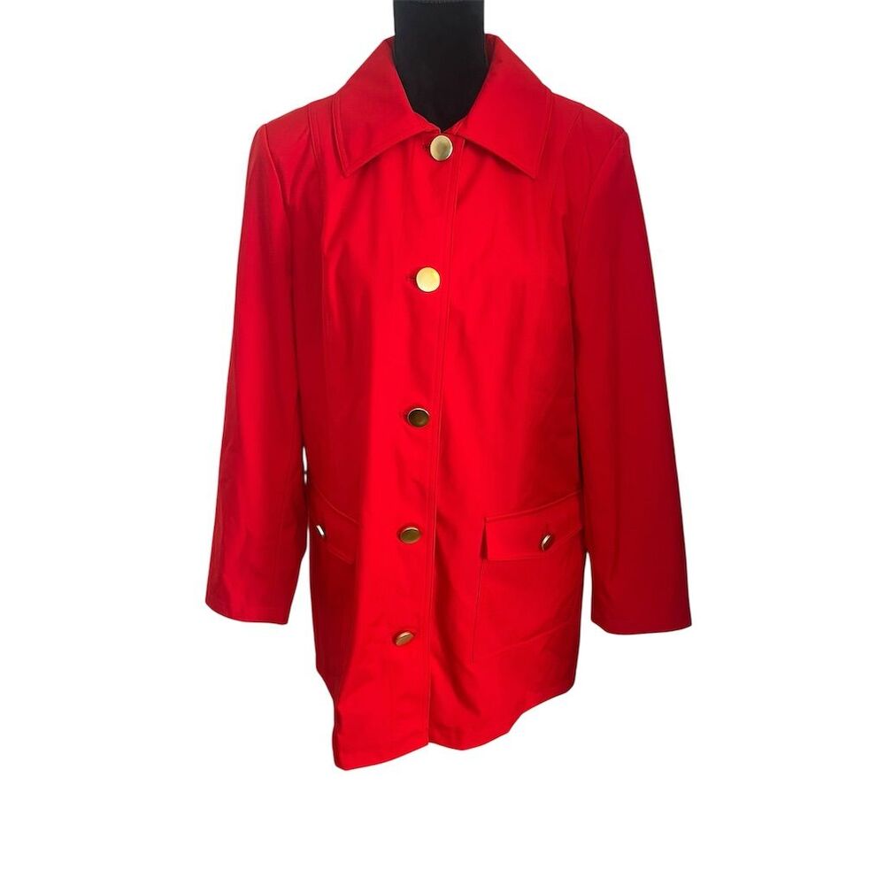 DENNIS BASSO STUNNING CLASSIC RED WATER RESISTANT JACKET WOMENS SIZE LARGE - Picture 4 of 7
